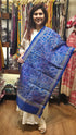Royal Blue Floral Kantha Silk Stole