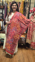 Red Multicolour Floral Kantha Silk Stole