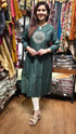 Dark Green Mandala Cotton Long Kurti