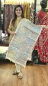 Pastel Grey Blue Floral Kantha Silk Stole