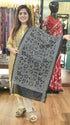 Black and White Floral Kantha Silk Stole