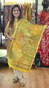 Yellow Green Multicolour Kantha Silk Stole