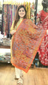 Orange Pink Floral Kantha Silk Stole