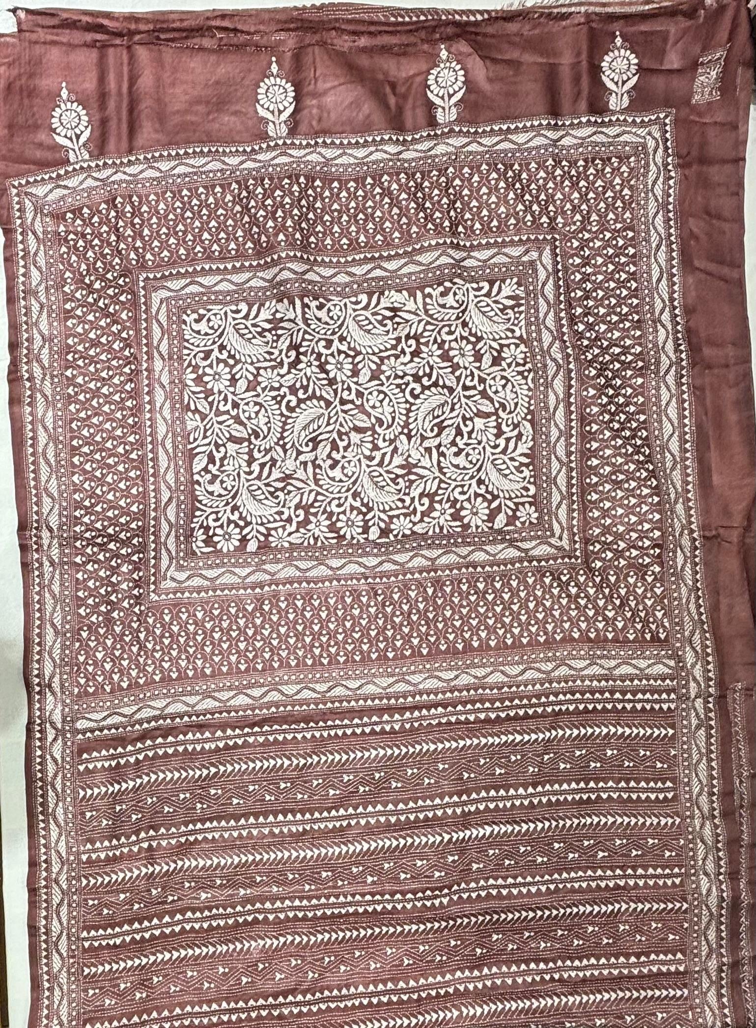 Dark Brown Tussar Saree