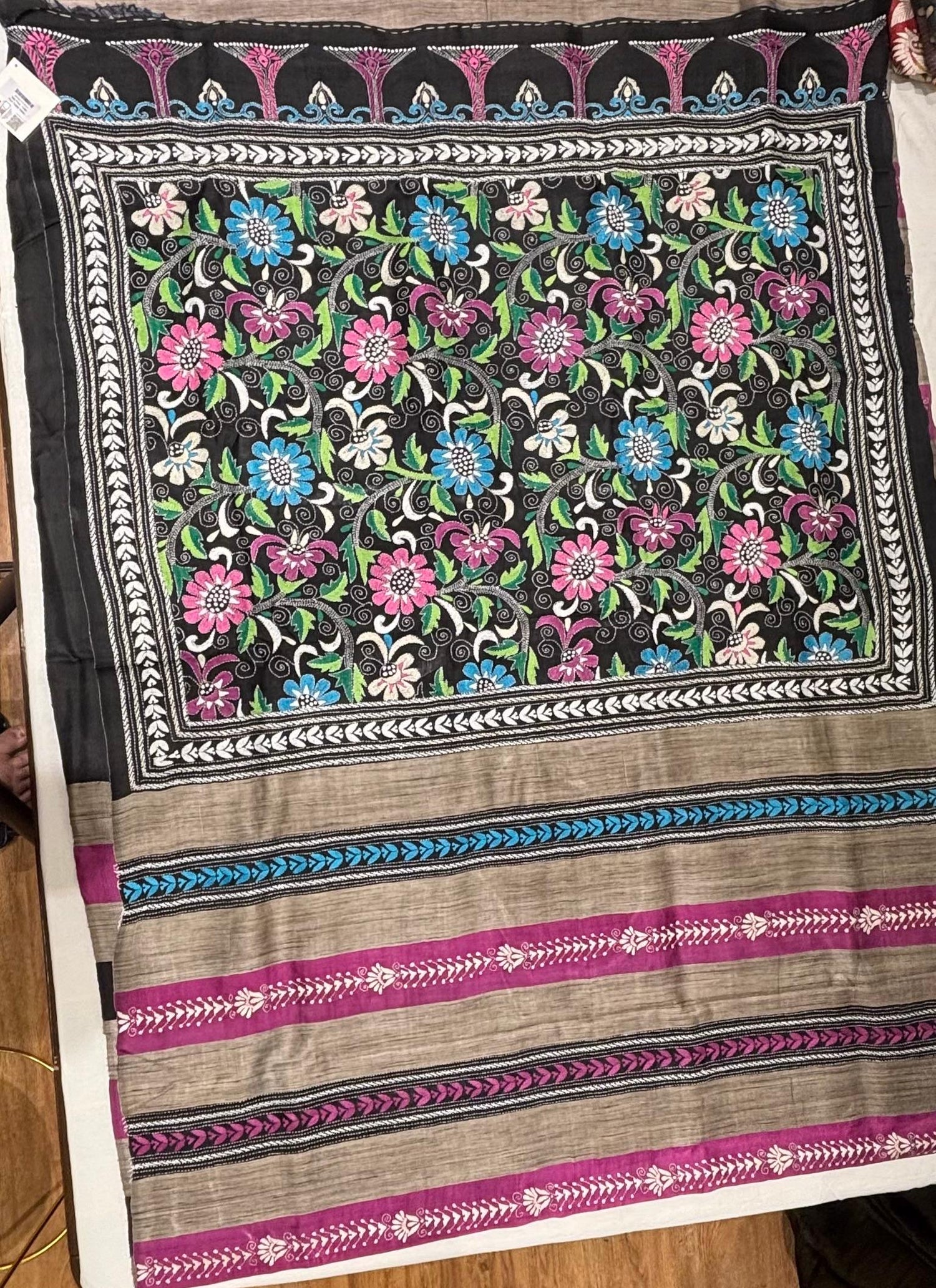 Multicolour Floral  Dyed Tussar Saree