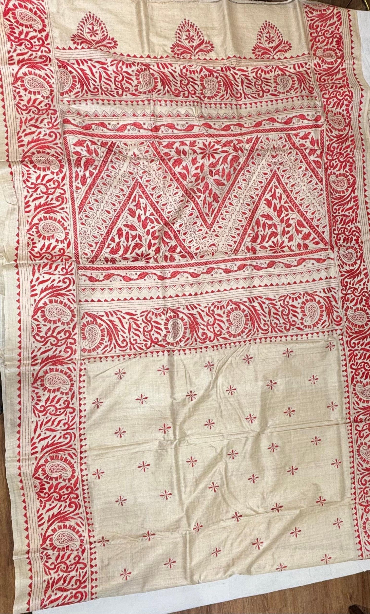 Red Tussar Saree