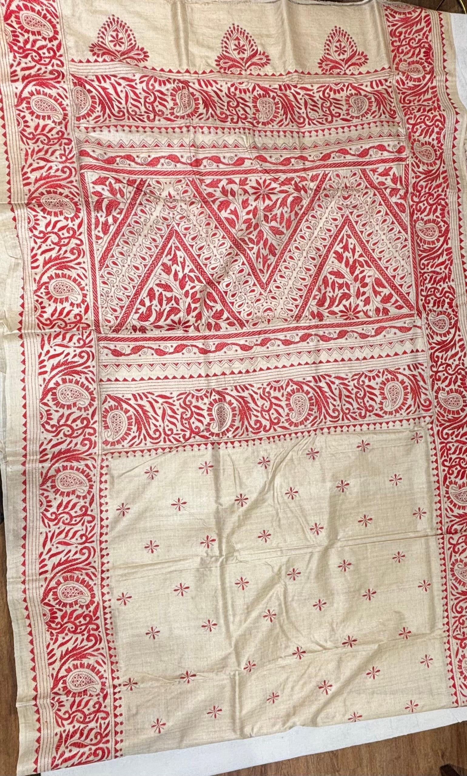 Red Tussar Saree