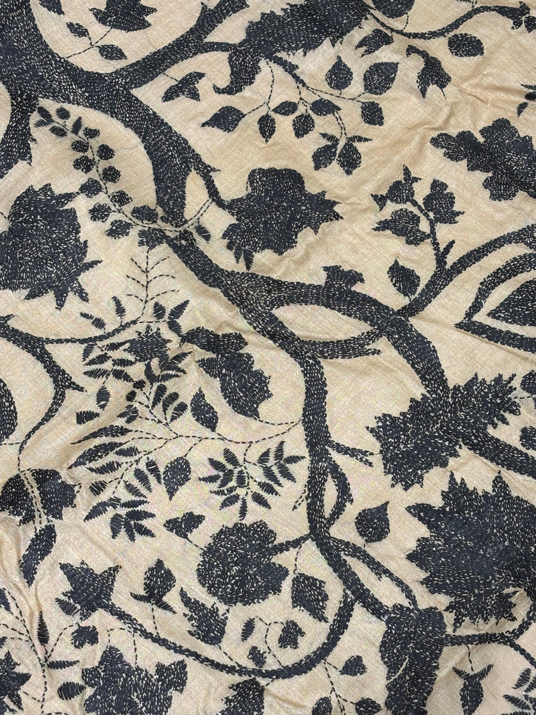 Black Tree Design Tussar Saree
