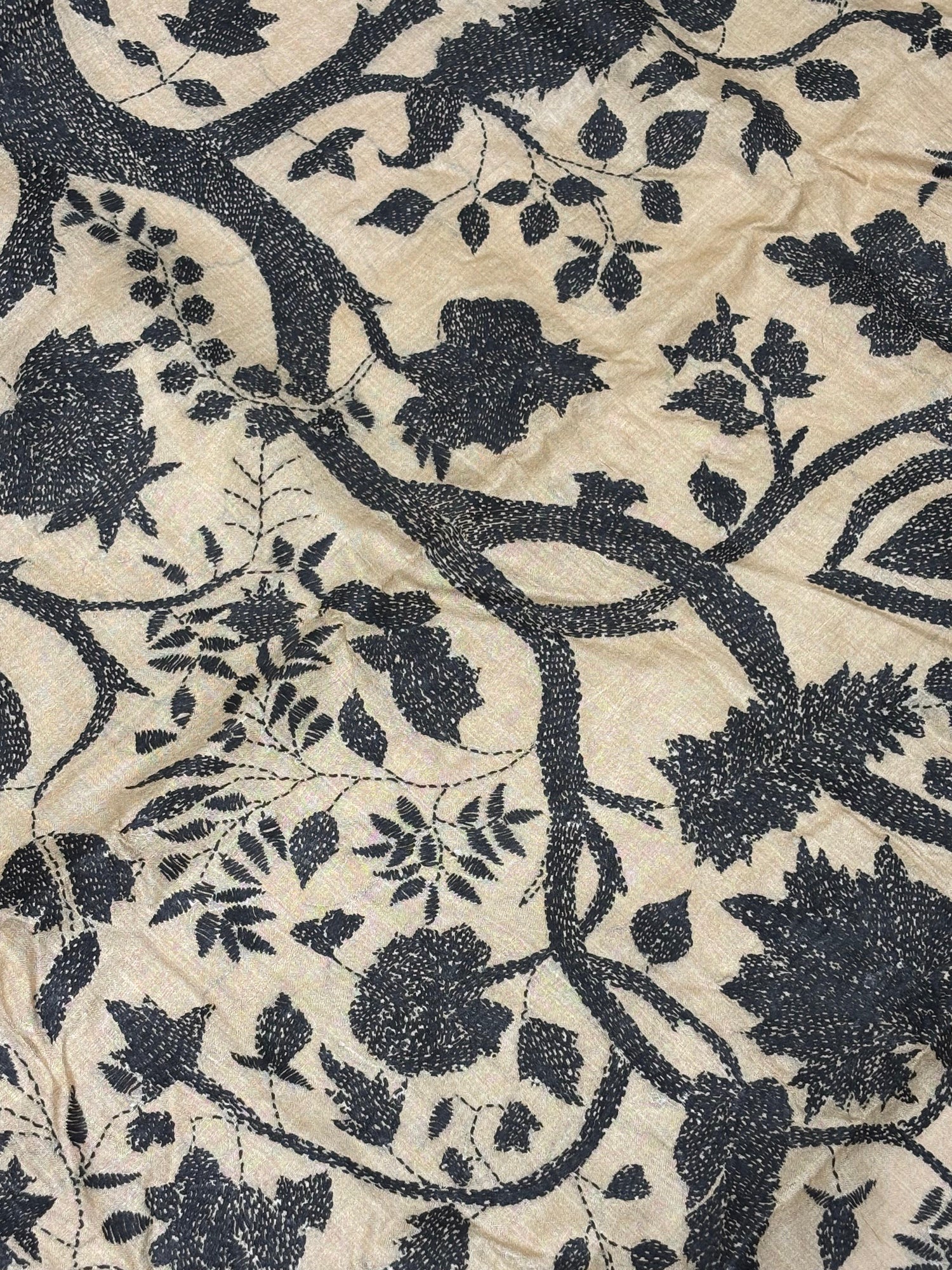 Black Tree Design Tussar Saree