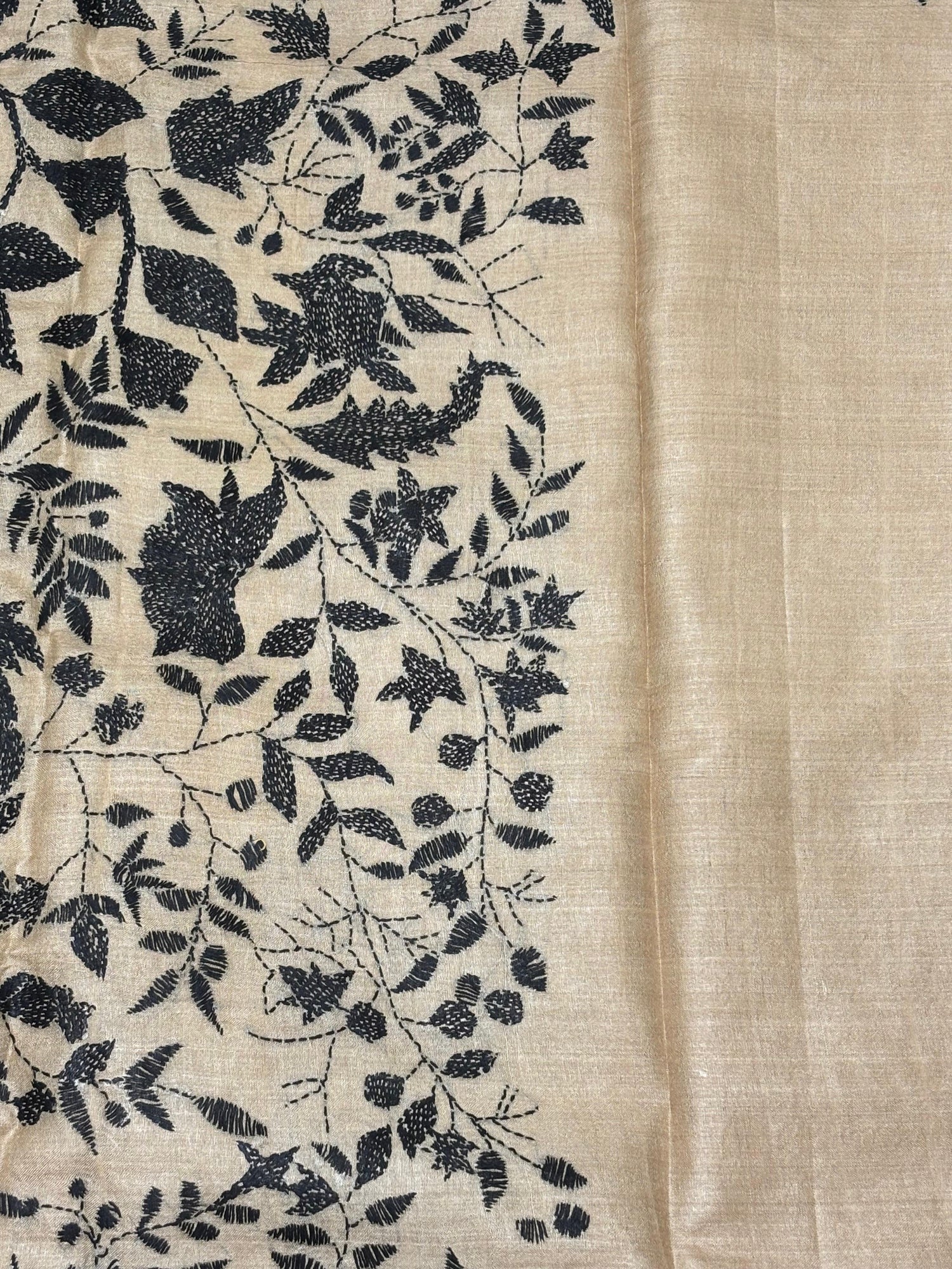 Black Tree Design Tussar Saree