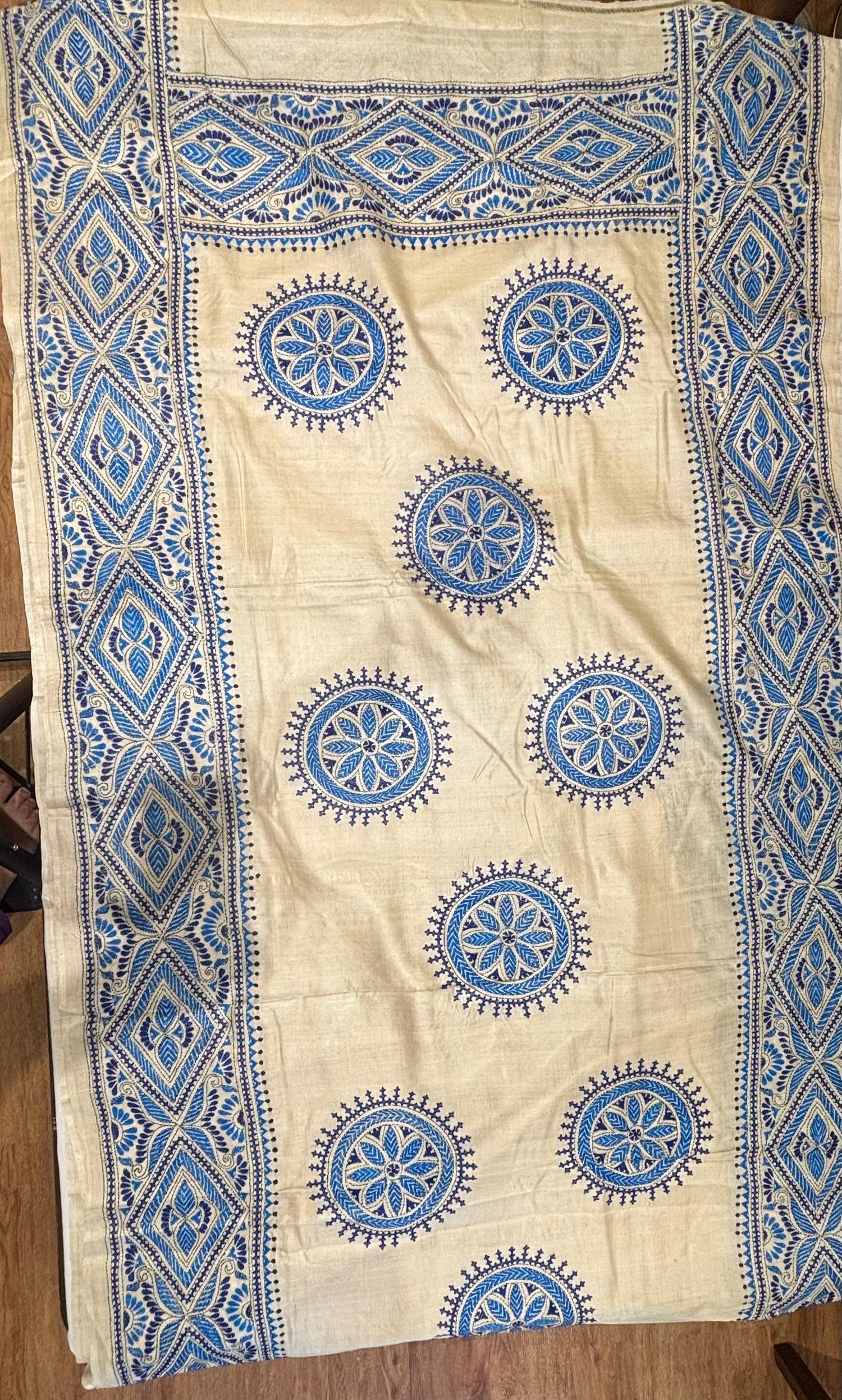 Blue Tussar Saree