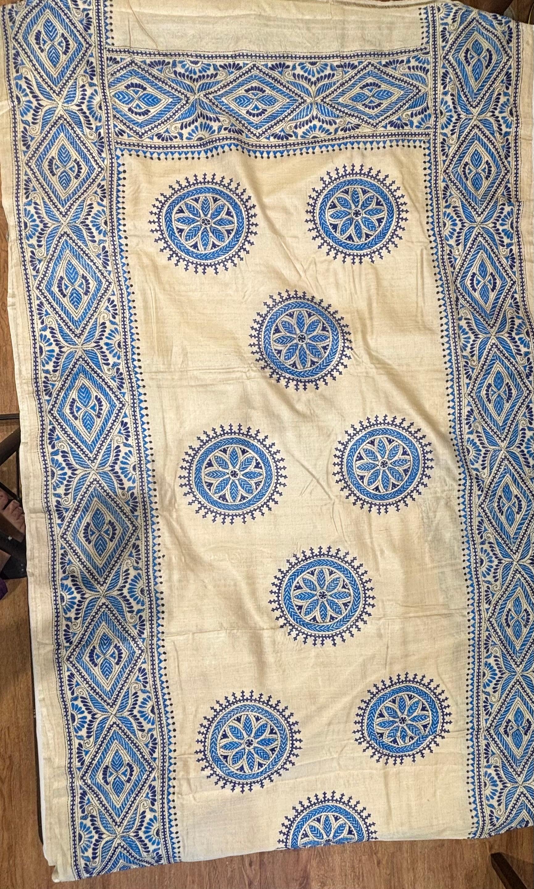 Blue Tussar Saree