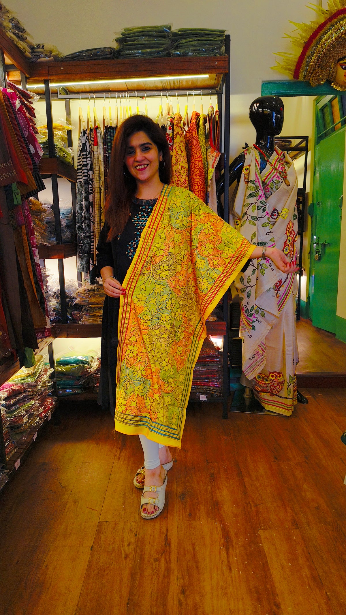 Yellow Kantha Stole